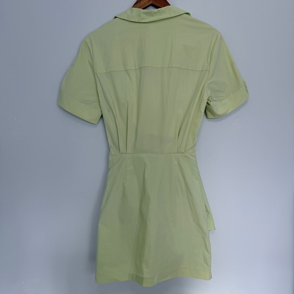 Zara Rushed Poplin Dress TRF in Apple Green - Picture 4 of 4